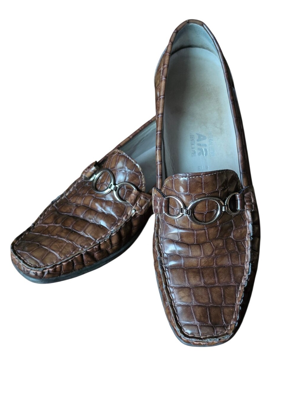 MEPHISTO Women's Brown Croc-Embossed Leather Loafers 7.5 (Fit Like 8)